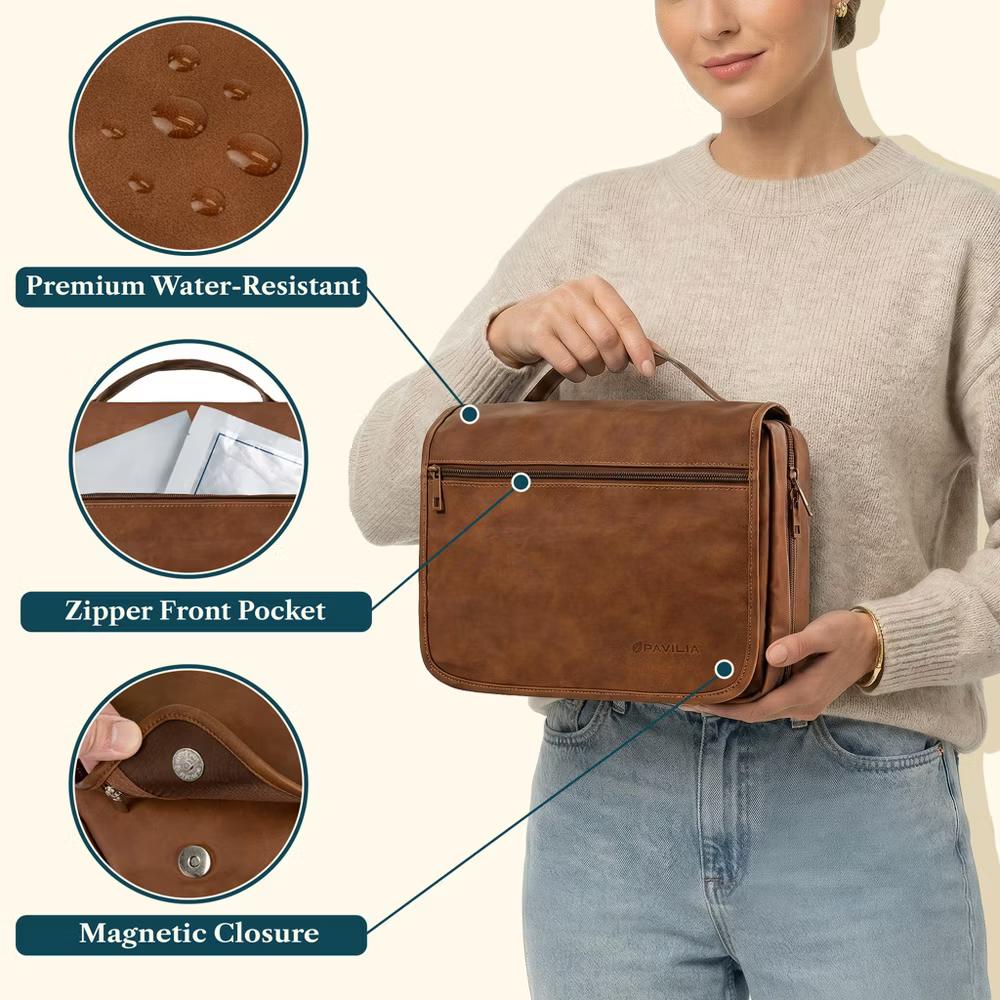 Hanging Toiletry Bag Women Men, Foldable Large Travel Cosmetic Organizer, Water Resistant Makeup Toiletries Essentials Kit - Image 13