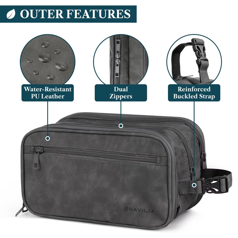 Toiletry Bag for Men, Travel Pouch Essentials Shaving Dopp Kit, Water Resistant Organizer Case Accessories - Image 41
