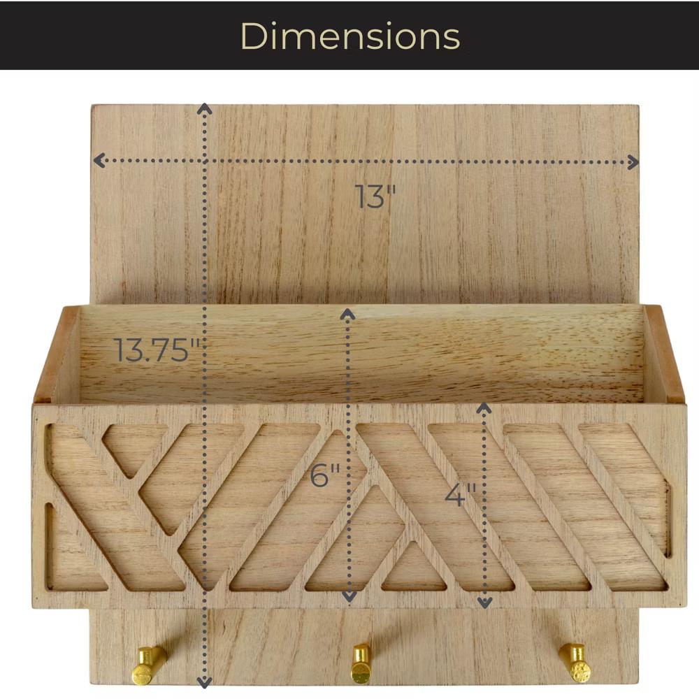 Wall Mounted Mail Organizer with 2 Slots and 3 Hooks – Multiple Finishes – MDF Wood - Image 19