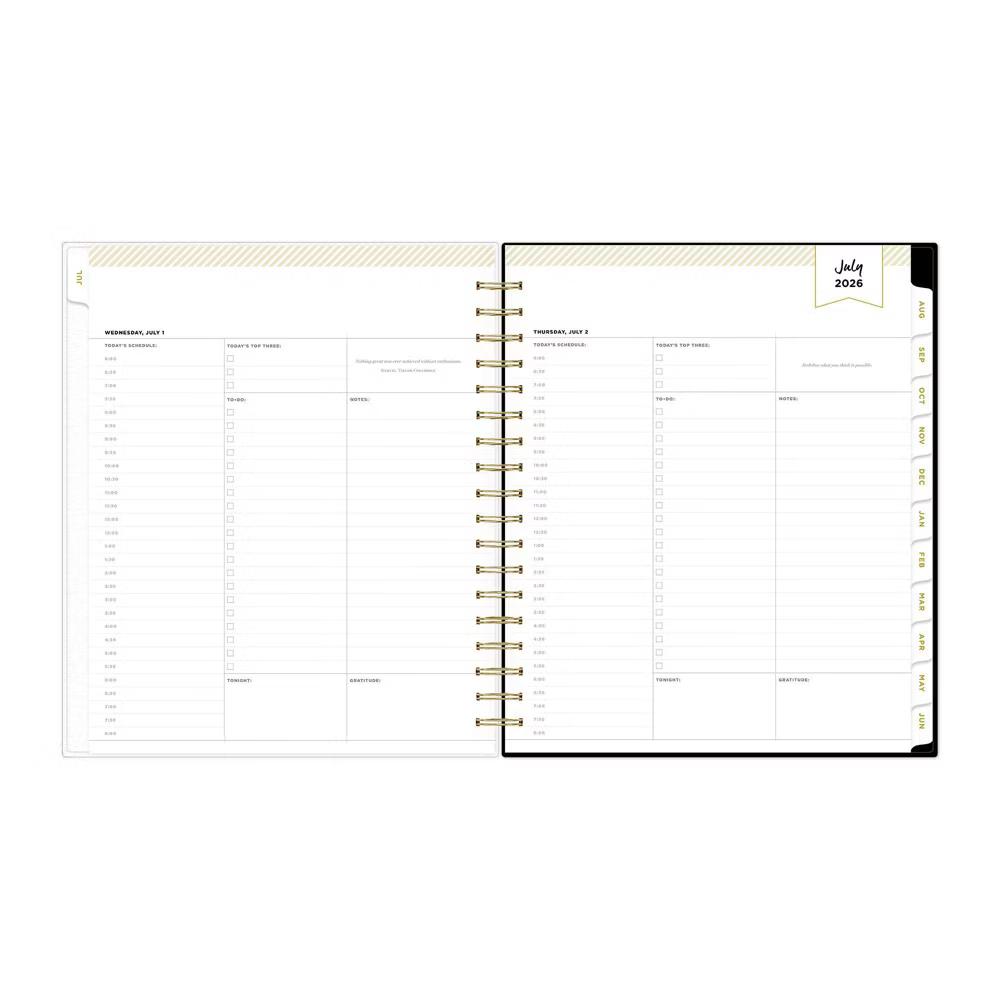 Day Designer 8"x10" AY 2026-2027 Planner Rugby Stripe Black Frosted 27 Daily/Monthly Safety Wirebound - Image 8