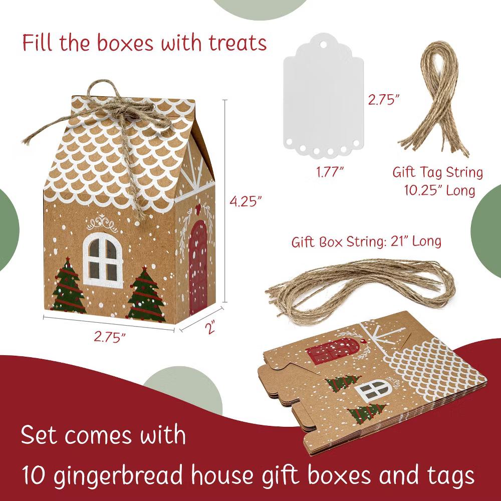 Xmas Gingerbread House Gift Boxes & Tags 10pcs - Image 8