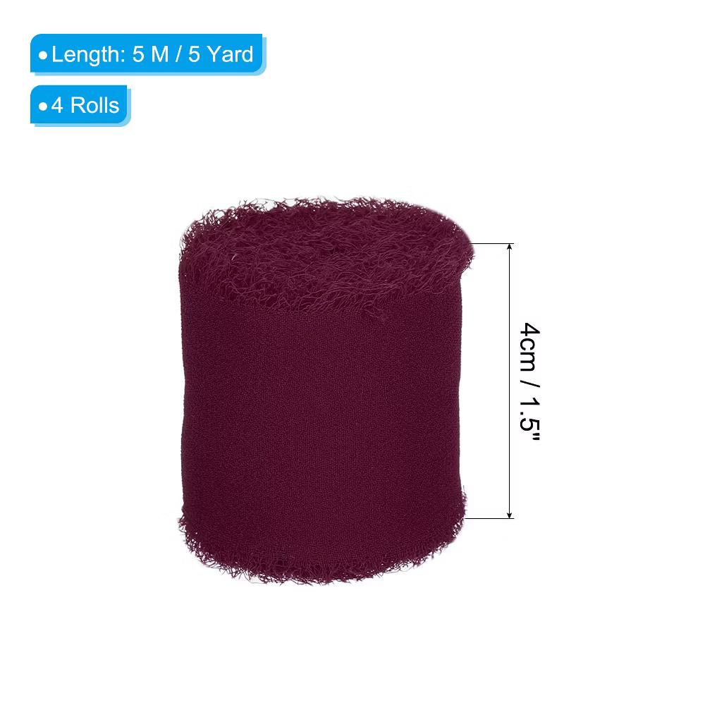 DIY Crafts Party Gift Wrapping Fringe Chiffon Silk Ribbon 4 Rolls - Image 5