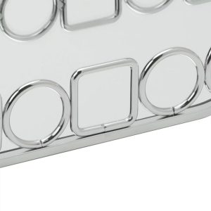 16"x11" Circle Vanity Mirror Tray Silver - Steel Bathroom Organizer, Perfume Display