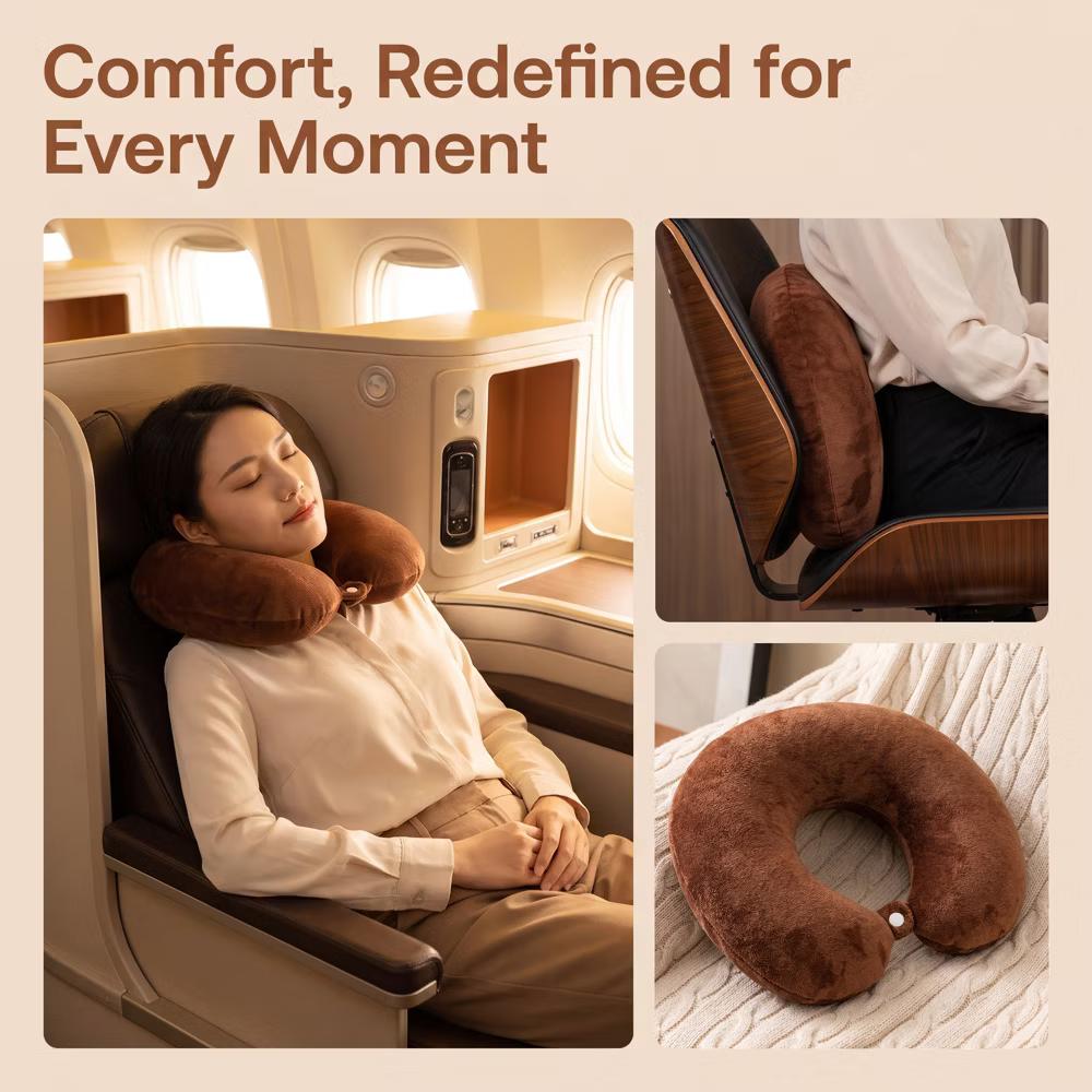 Solid PP Cotton Lightweight Office U-Shape Travel Neck Pillows 11x11in 1 Pc - Image 3