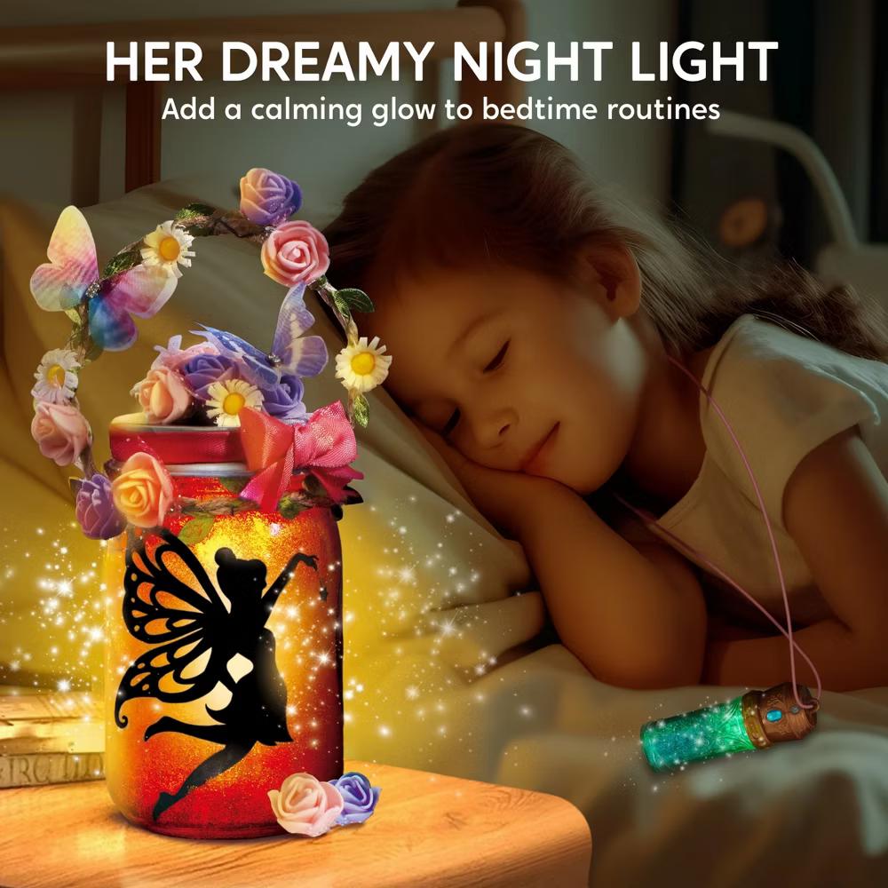 Fairy Lantern Craft Kit, 2-in-1 Rose Light & String Light for Kids, Arts and Crafts, DIY Art Kit, Ideal Gift for Girls Age 8 - Image 4