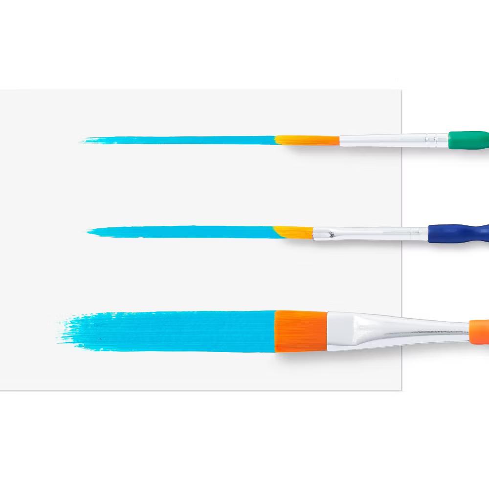 5ct Paintbrush Set - Multicolor Artist Brushes for Watercolor, Round & Flat, 6.25" Length - Image 5