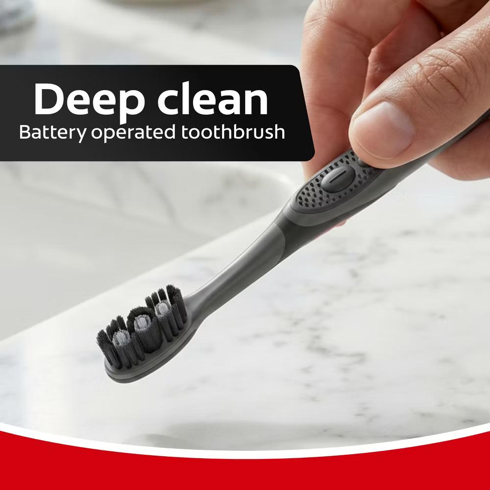 360 Vibrate Charcoal Battery Powered Electric Toothbrush - Soft - Black - Image 7