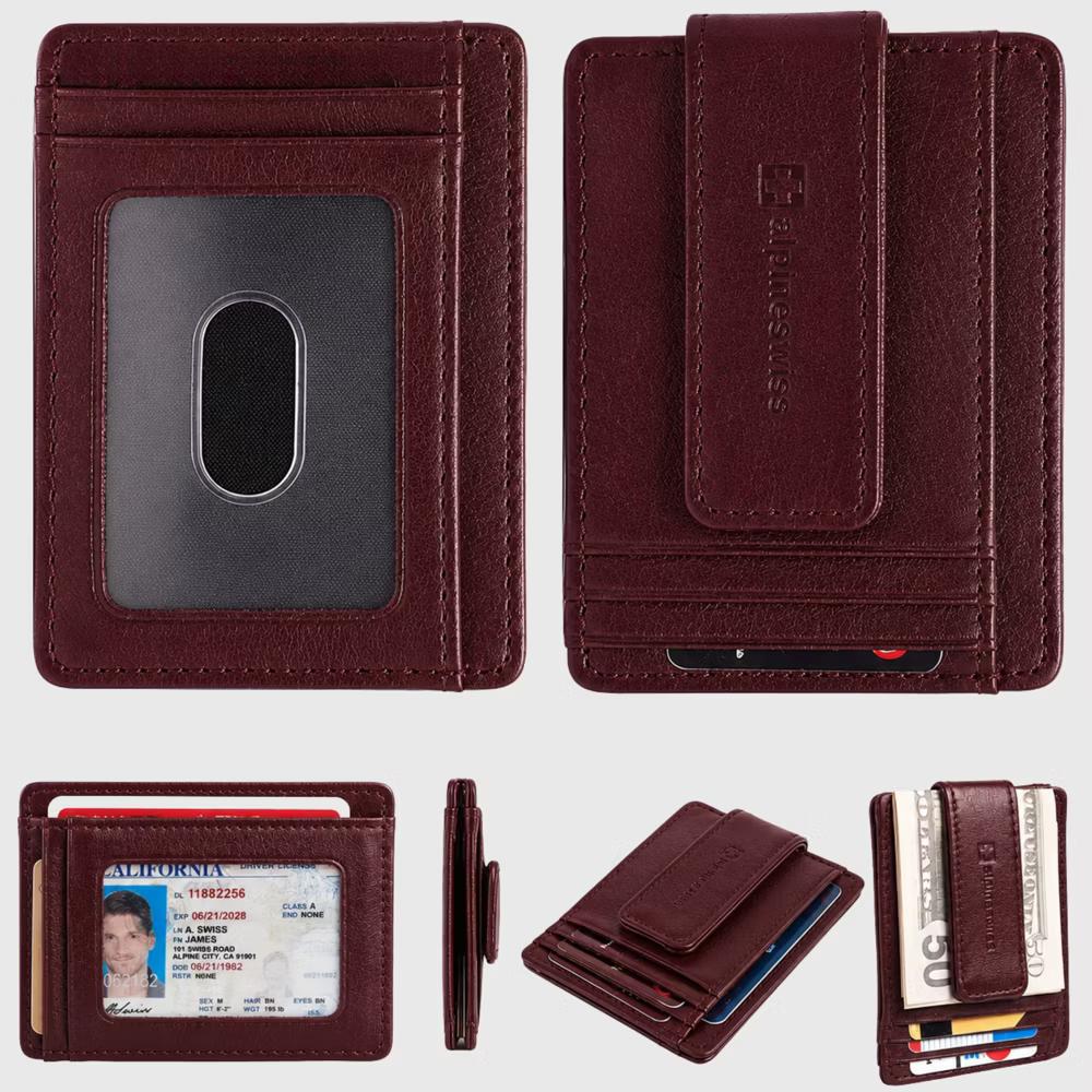 Alpine Swiss Harper Mens RFID Slim Money Clip Front Pocket Wallet Minimalist Leather ID Card Holder - Image 18