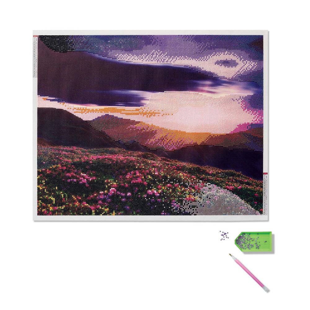 Gem by Number Kit Sunset - DIY Art Kit, Includes Gems & Fabric, Adult Craft Activity - Image 3