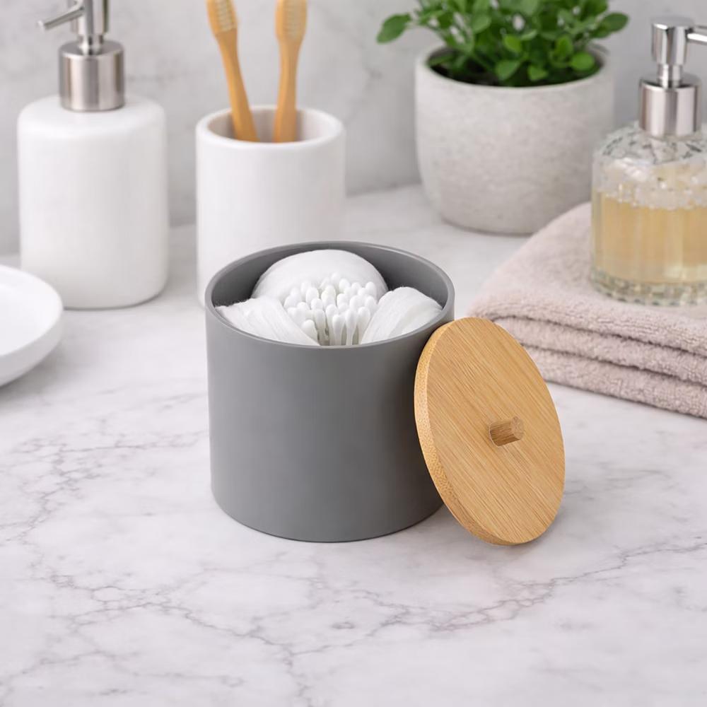 French Home Goods Cotton Pad & Q-Tip Holder with Bamboo Lid - Image 11