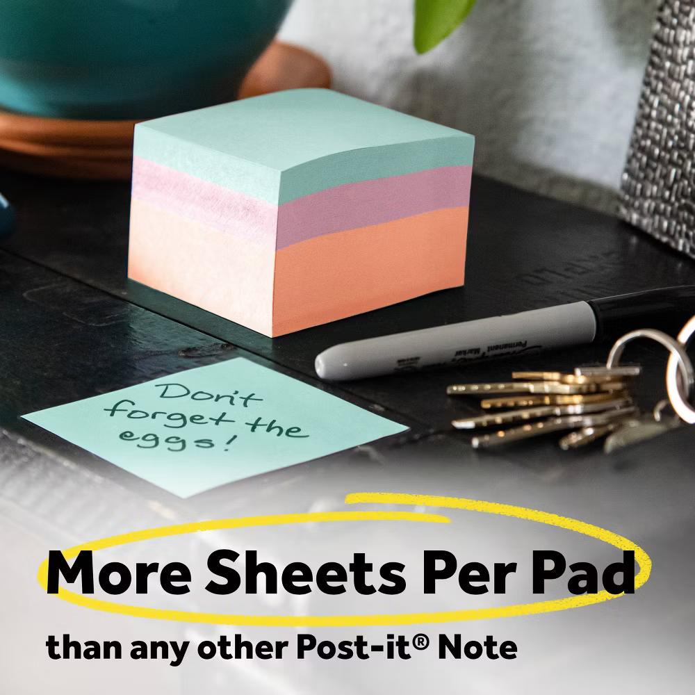 Notes Cube, 3" 3" - Assorted Colors, 400 Sheets/Cube: Multicolor Sticky Notes, Uncoated Paper, Glue Binding - Image 7