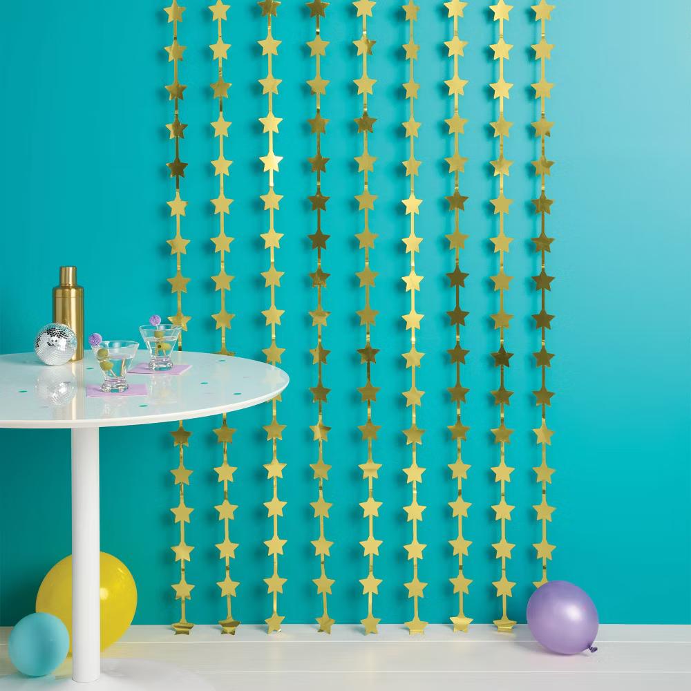 Star Foil Party Backdrop Decoration Gold