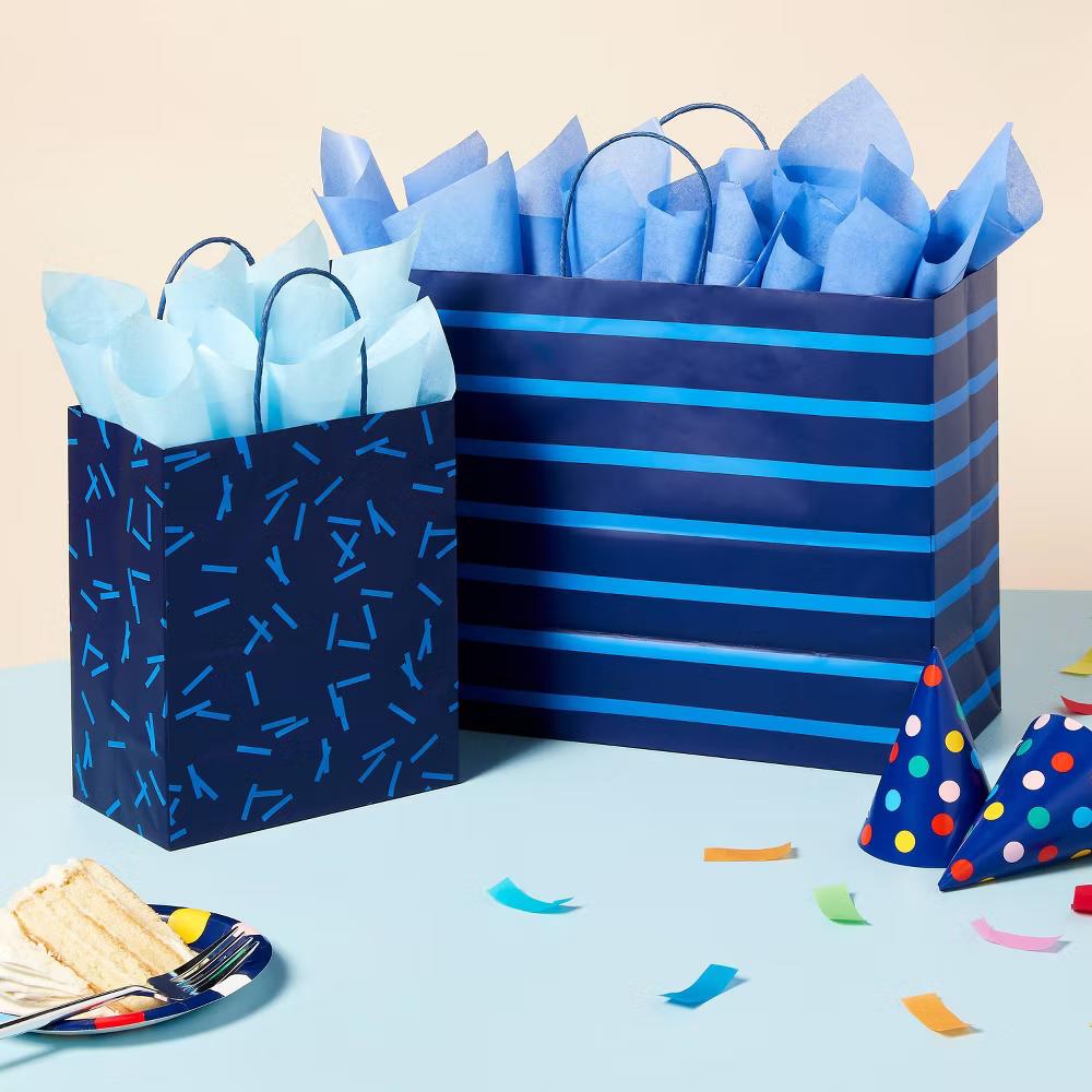 Small Sprinkles Gift Bag Navy/Blue - Image 3