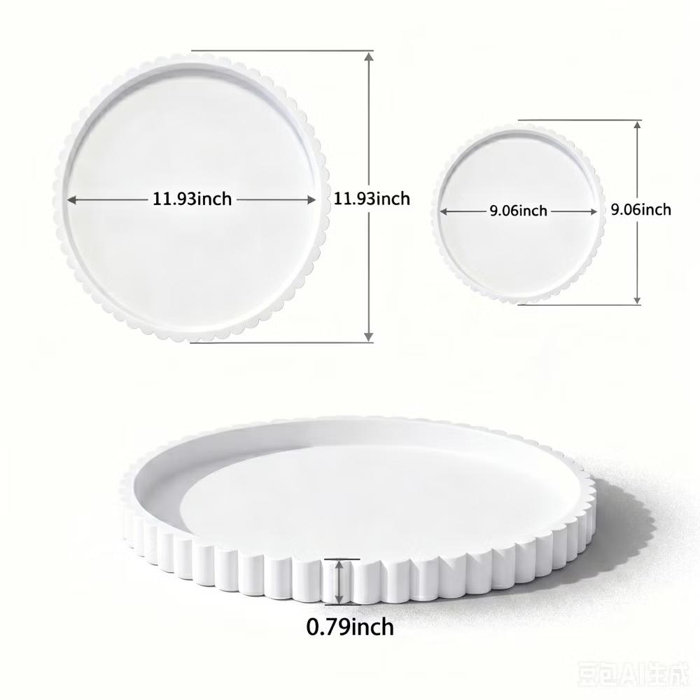2Pc Round Silicone Vanity Tray Set Decorative Catchall Organizer for Bathroom Countertop Perfume White - Image 80