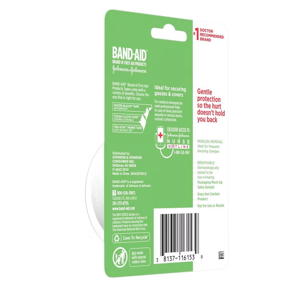 Johnson & Johnson Brand First Aid Hurt-Free Medical Paper Tape - 1in 10 yd - Image 7