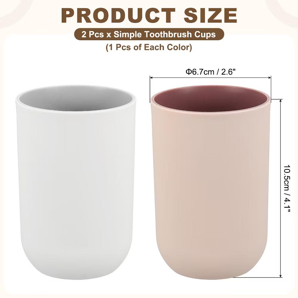 Reusable Plastic Practical Gift Toothbrush Cups 2.6 2.6 4.1 Inch 2 Pcs - Image 23