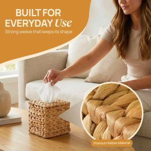 Water Hyacinth Wicker Tissue Box Cover
