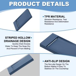 Soap Dish with Drainage, Anti-slip Self Draining Bar Soap Holder