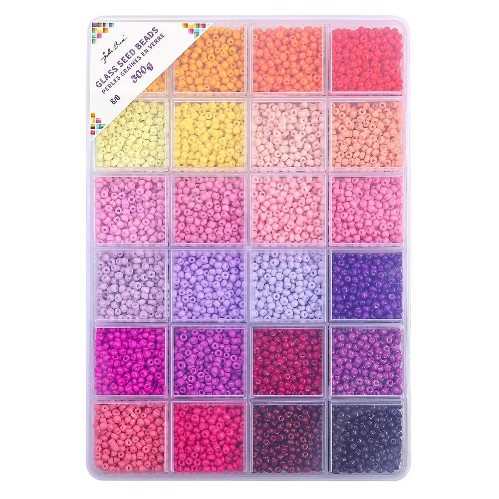 12500pcs Assorted Glass Seed Beads 8/0, 24 Colors Princess Treasures Round Bead for DIY Crafts Jewelry Making Bead Box - Image 2