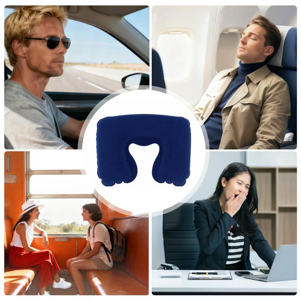 Comfortable Inflatable Travel Pillow with Eye Mask Earplugs 1 Set - Image 9