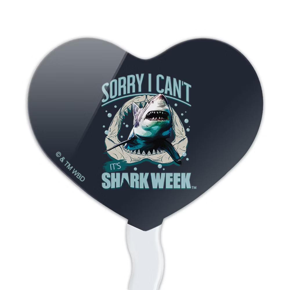 Shark Week Sorry I Can't Heart Love Cupcake Picks Toppers Decoration Set of 6 - Image 3