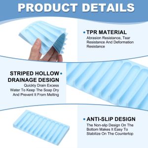 Self Draining Soap Dish, Non-Slip Bar Soap Container