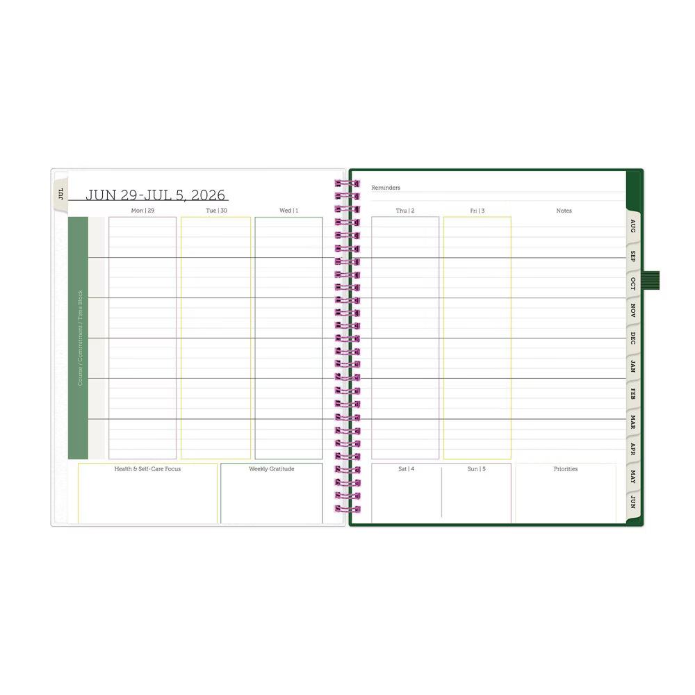 Blue Sky Your Year College Weekly/Monthly Planner Wirebound 7"x9" Green Date - Image 20
