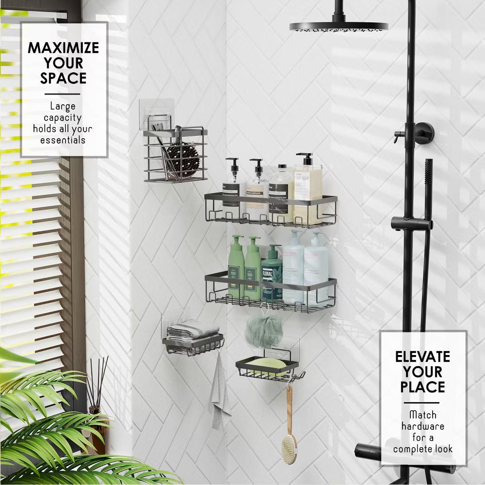 Hearth & Harbor Shower Caddy Adhesive Shower Organizer, Large Capacity Stainless Steel Shower Caddies - Image 12
