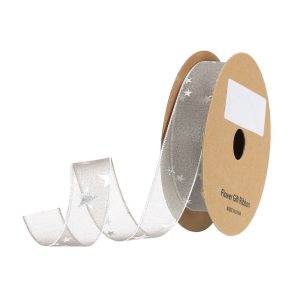 Gift Wrapping Wide Star Sheer Wired Sparkly Chiffon Ribbon 1 Pc