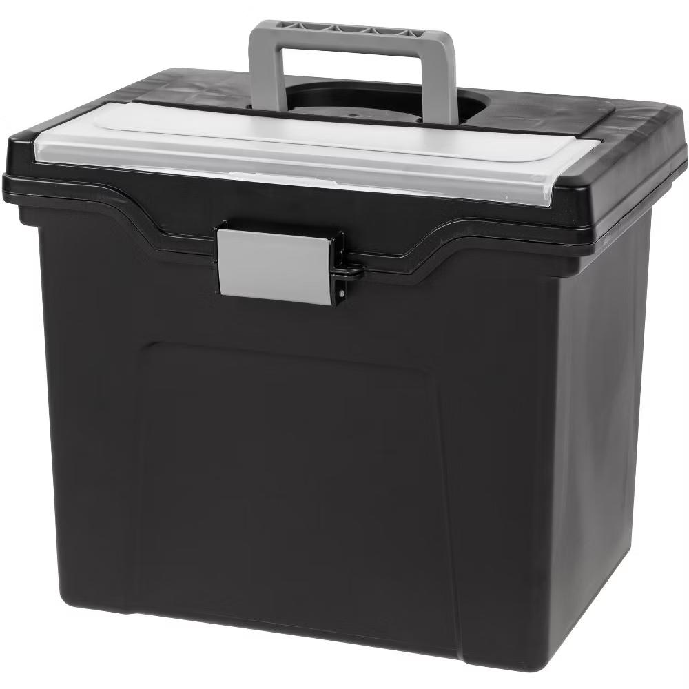 USA Portable Letter Size File Box with Handle for Hanging Folders - Image 2