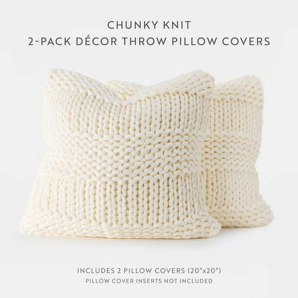 Cozy Chunky Knit Throw Pillow Cover And Pillow Insert - Image 62