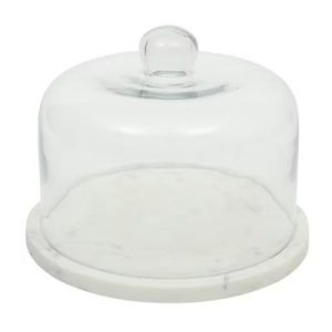 Ridgehaven 11" Marble Cake Stand, Serving Platter, Charcuterie Board, and Center Piece Home Décor With Glass Lid