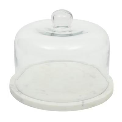 Ridgehaven 11" Marble Cake Stand, Serving Platter, Charcuterie Board, and Center Piece Home Décor With Glass Lid