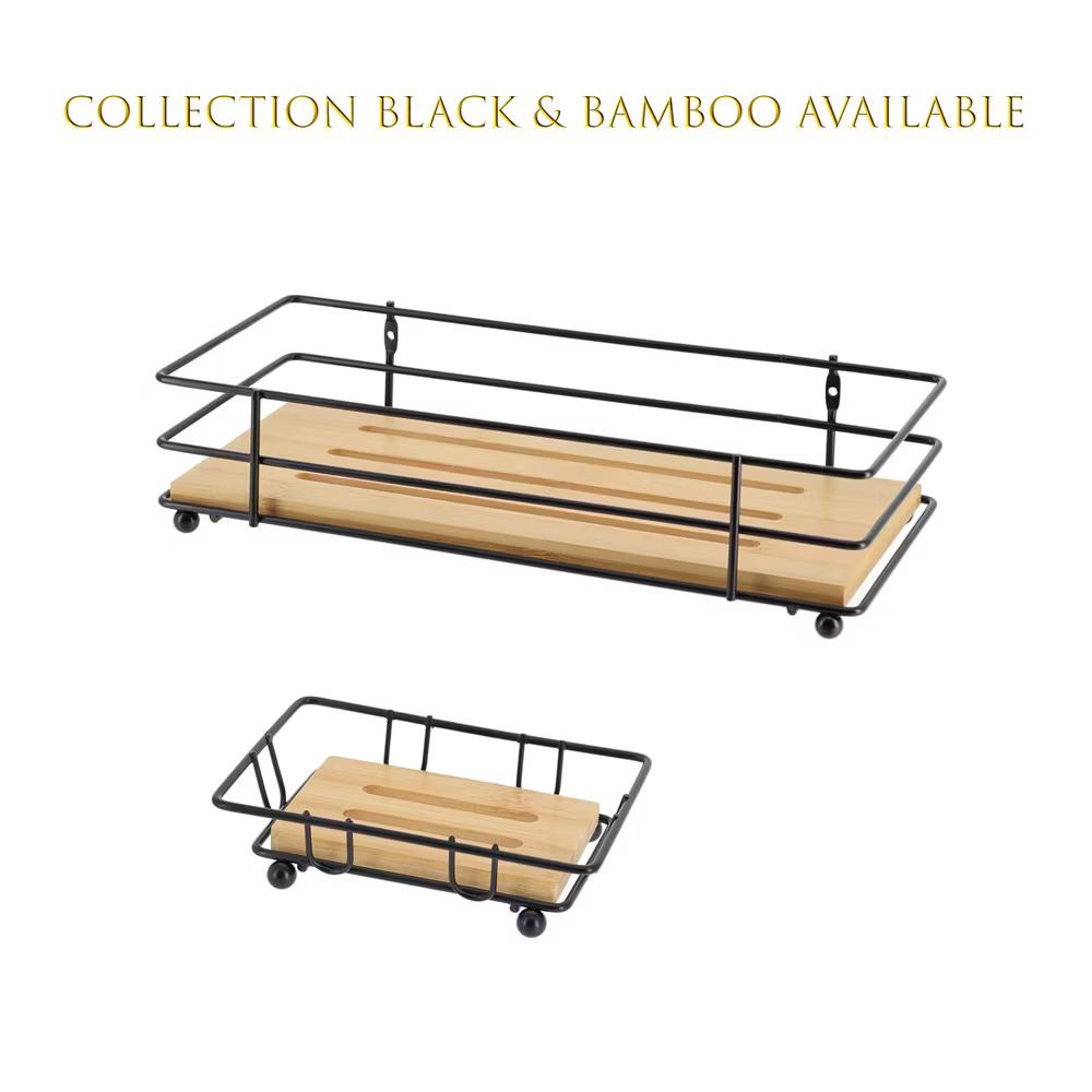 French Home Goods Bamboo Soap Dish Tray with Metal Wire Frame – Self-Draining Design, Ideal for Bathroom or Kitchen Counters - Image 8