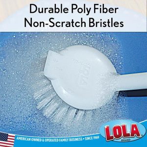 Dish Brush with Scraper Non Scratch Bristles Non Slip Grip Handle