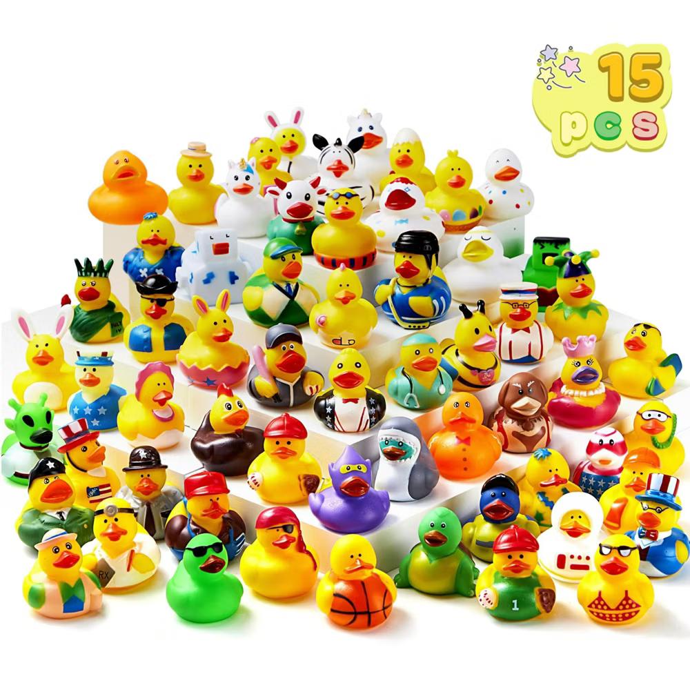 15 Pcs Assortment Rubber Duck Toy Duckies for Kids, Mini Duckie Toys for Baby Bath Shower Toys, Summer Beach
Pool,Halloween Party Favors - Image 11