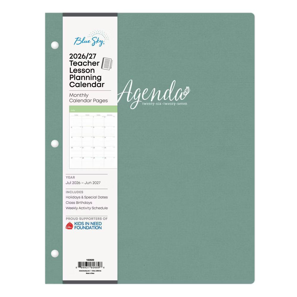 Blue Sky 8.5"x11" 2026-2027 Monthly Teacher Planning Calendar Rio Green - Image 2