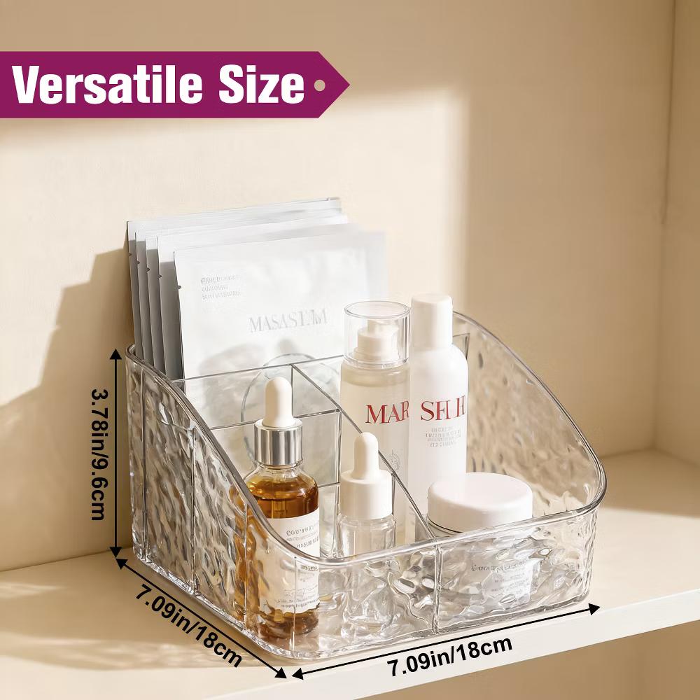 Mber Makeup Brush Holder Organizer, Makeup Brushes Holder for Vanity Skincare Cosmetic Organizer, Acrylic Desk Organizer for Makeup with 5 Compartment - Image 3