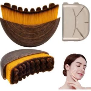 Soft Bristle Facial Massage Brush, Gentle Exfoliating Cleansing Brush for Face & Neck, Ergonomic Manual Face Scrub Brush for All Skin Types, Brown