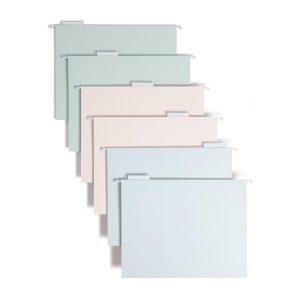 6ct 6 Pockets Hanging File Folders - Debossed Pastels: Office Supplies, File Organizer, Multicolored, 40 Sheet Capacity