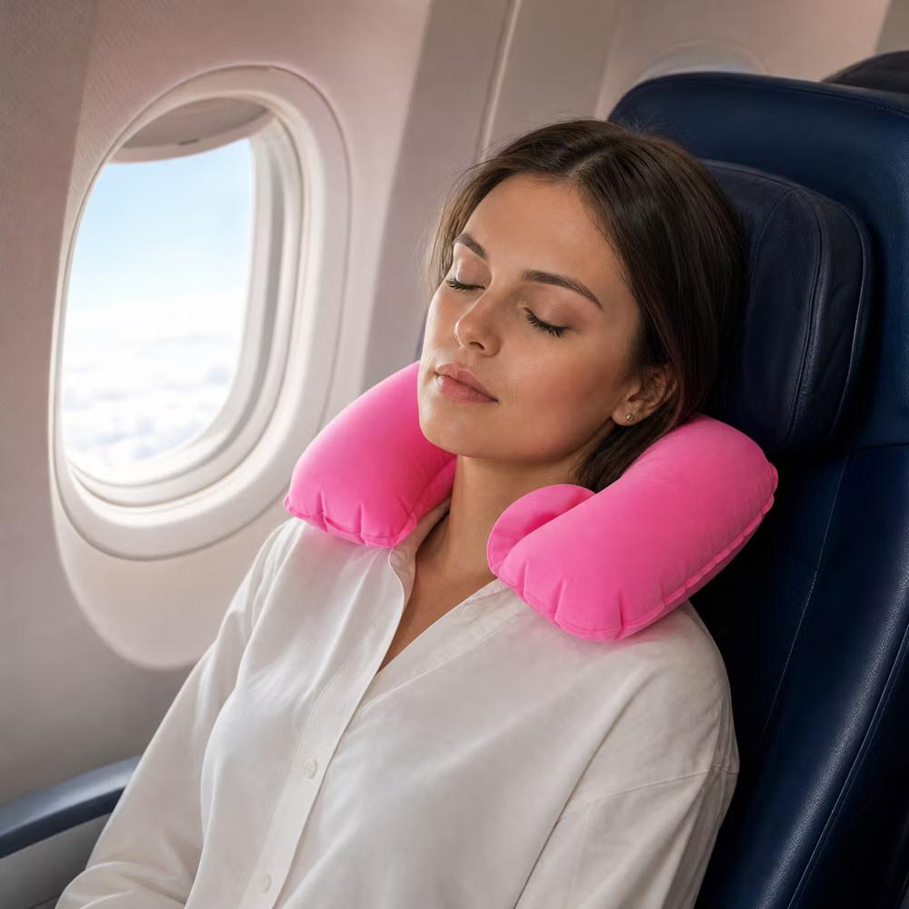 Comfortable Inflatable Travel Pillow with Eye Mask Earplugs 1 Set - Image 23