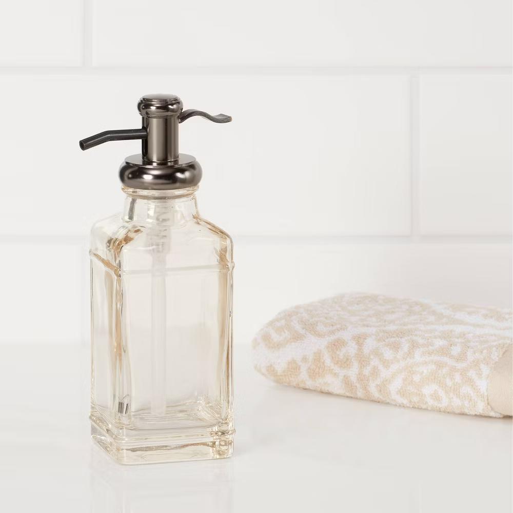 Antique Glass Tall Soap Pump Brown - Image 5