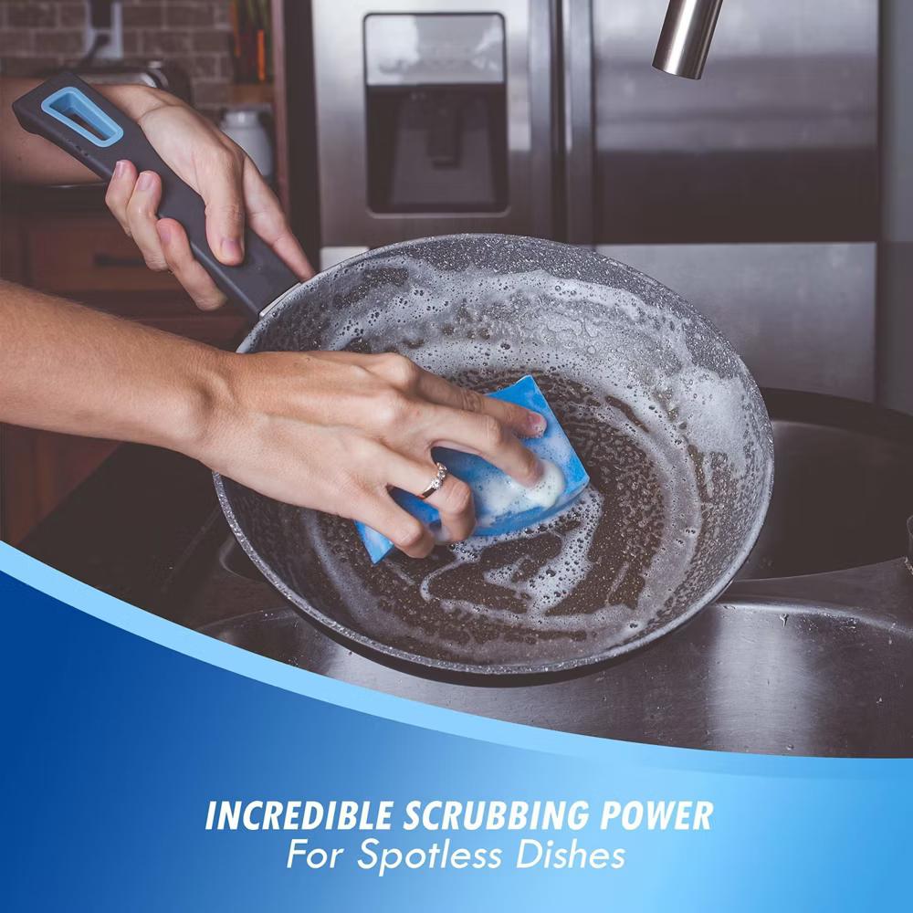 ELITRA HOME Heavy Duty Scrubber Sponge, with Smell Resistant Hydrophilic Foam Technology, Odorless - Blue - Image 9