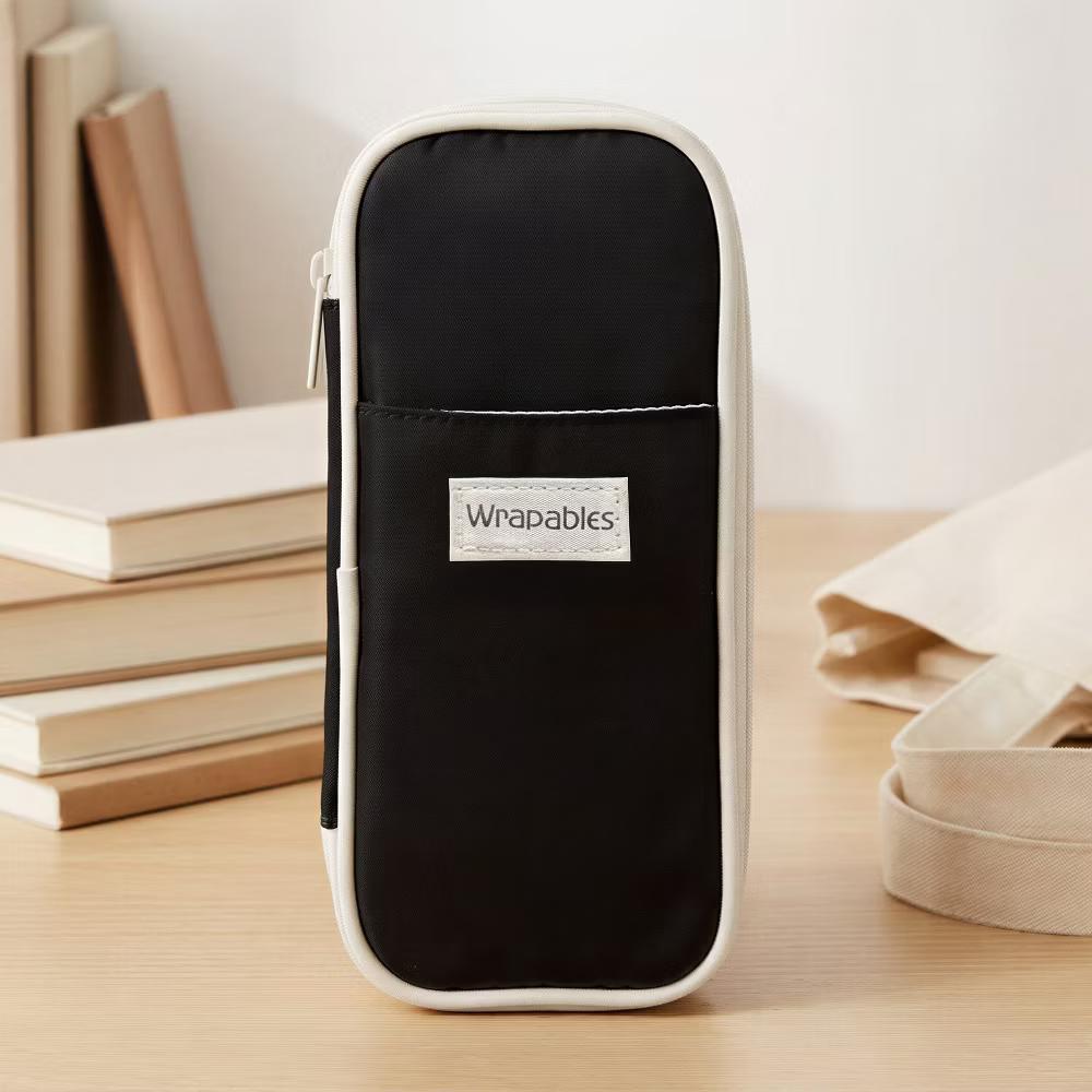 Large Capacity Pencil Case, Expandable Pencil Pouch for Stationery Tools, Black - Image 3