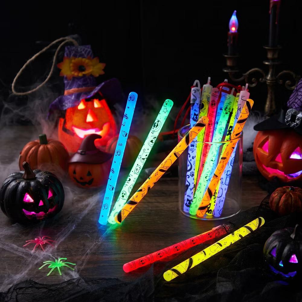 Halloween Party Favors 24 Pcs Glow Sticks Hanging Wands for Kids Gift Halloween Goody Bag Filler Classroom Prize (8 Different Patterns/6 Colors) - Image 7