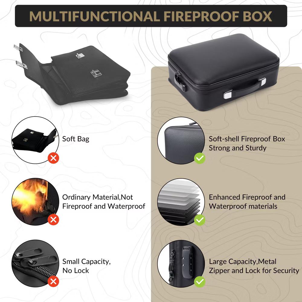 Fireproof & Waterproof Document File Box with Lock – 8-Layer Heat-Resistant Storage Organizer for Documents, Passports, Certificates, Cash, Laptop - Image 8