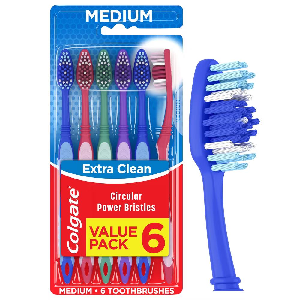 Extra Clean Manual Toothbrush Medium - 6ct - Image 9