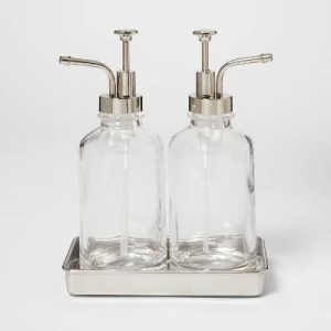 Double Soap Pump Oil Can Clear