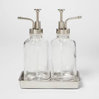 Double Soap Pump Oil Can Clear