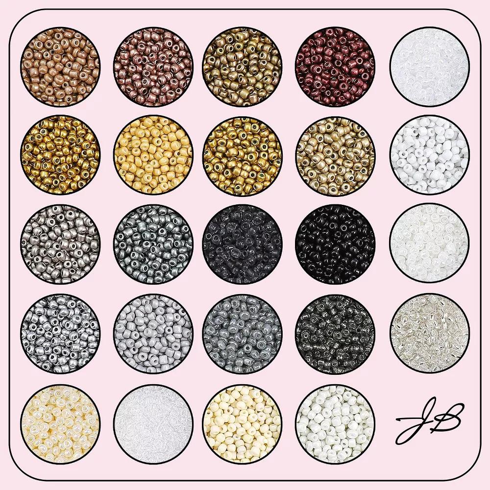 12500pcs Assorted Glass Seed Beads 8/0, 24 Colors Champagne Glow Palette Round Bead for DIY Crafts Jewelry Making Bead Box - Image 3